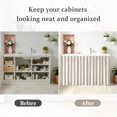 thumbnail image 6 of Oatmeal Striped Vintage Cabinet Curtains 35"W x 35"L, Light Brown Farmhouse Rustic Lines Sink Skirt for Bathroom Vanity Kitchen Self Adhesive, Dust-Proof Privacy Curtain for Shelves Closet Laundry, 6 of 8