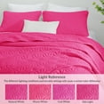 thumbnail image 6 of Whale Flotilla Microfiber Queen Size 90"x 96" Quilt Set Lightweight Quilted Bedspreads Coverlets Set with Stars Pattern, Hot Pink, 6 of 9