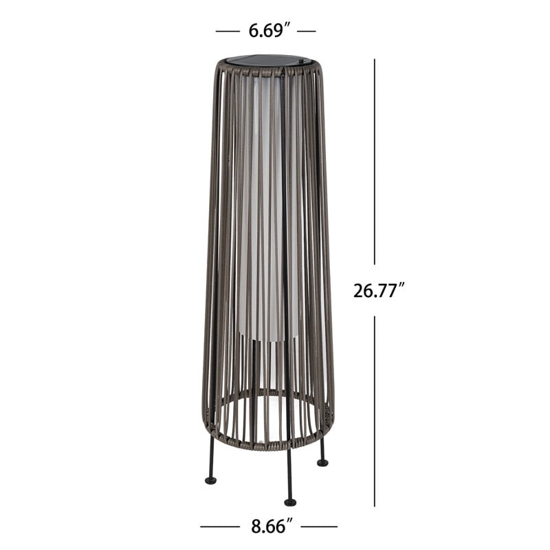 Solar Floor Lamp Outdoor, Waterproof Rattan Solar Lantern Lights for Patio, Yard, Garden, Lawn, Porch, Pathway Decorations, Auto Shut-off, Light Brown