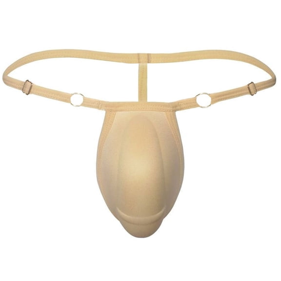 Men's Bulge Enhancing Underwear Thong with Sponge Cup Swimwear Padded Panties Low Waist Adjustable Panties Briefs