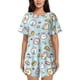 thumbnail image 1 of Fotbe Rabbit Burger Coffee Conjunto de Pijama Estampado para Mujer, 2 Piezas, Ropa de Dormir con Camiseta de Manga Corta y Shorts Suaves-4X-Large, 1 of 6