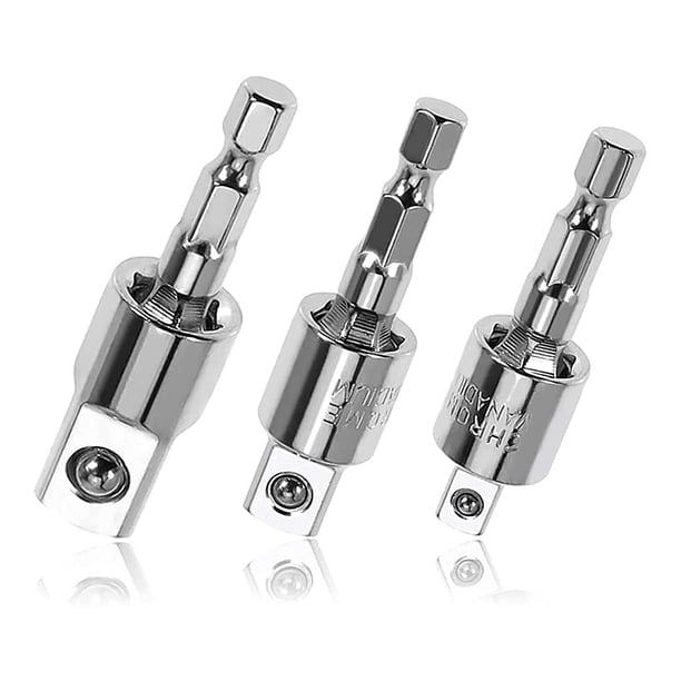 Taladro eléctrico Adaptadores de zócalo Hexagon Shank 1/4 3/8 1/2 pulgada Extensiones de broca para reparación de automóviles Accesorios de herramientas giratorias 3pcs Inevent TO000871-01