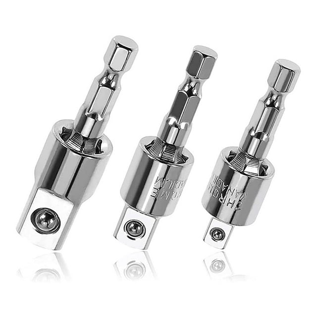 Taladro eléctrico Adaptadores de zócalo Hexagon Shank 1/4 3/8 1/2 pulgada Extensiones de broca para reparación de automóviles Accesorios de herramientas giratorias 3pcs Inevent TO000871-01