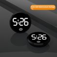 thumbnail image 4 of Reloj digital creativo luminoso con panel de instrumentos electrónico redondo de aleación táctil y carcasa negra con luz blanca + pegatina trasera, 4 of 5