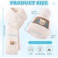 thumbnail image 2 of 2Pcs Kids Winter Hat Scarf Set, Warm Fleece Lining Girls Winter Hats with Pom, Knit Scarf for 3-12 Years Boys Girls, 2 of 8