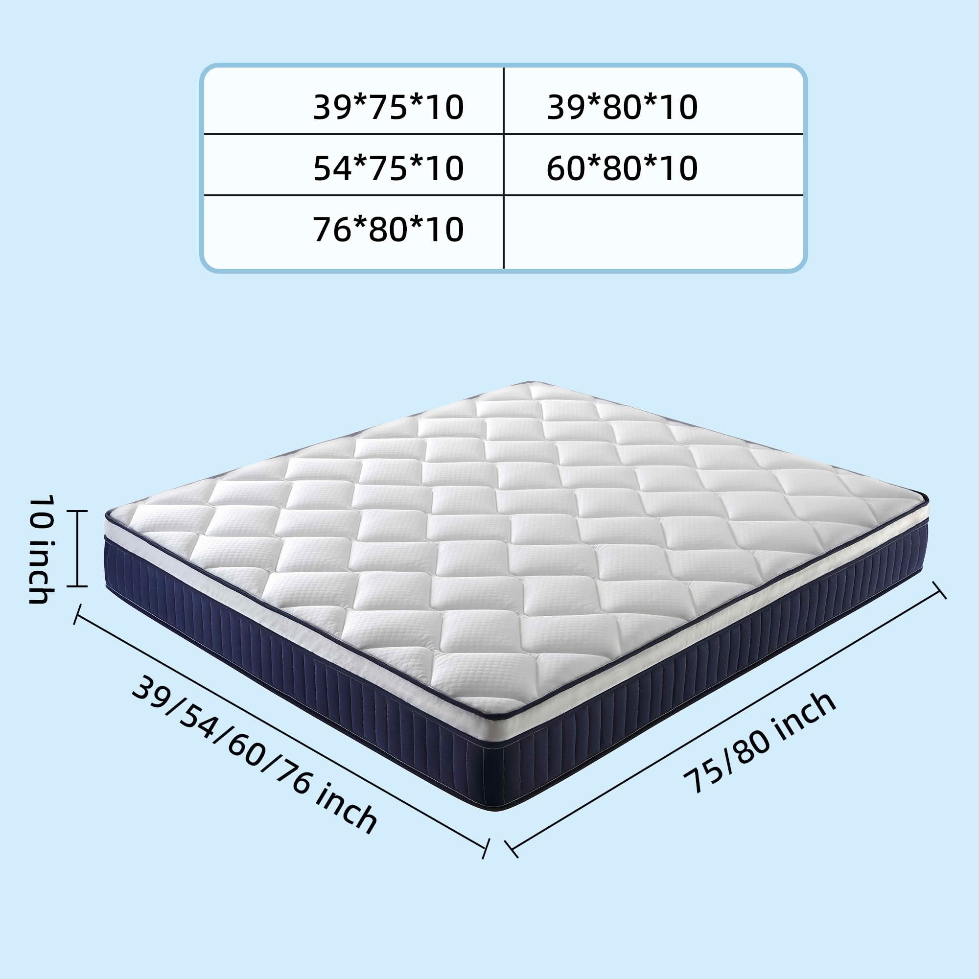 MAYEERTY 10 Inch Plush Hybrid Mattress in a Box, Memory Foam Pocket Spring, CertiPUR-US Certified