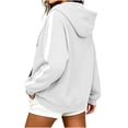 thumbnail image 6 of DIOAZUD Women's Quarter Zip Hoodie Oversized Drop Shoulder Long Sleeve Hooded Sweatshirt with Kangaroo Pocket Casual Pullover White S-XXL, 6 of 8