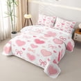 thumbnail image 3 of spefrowx Cute Cartoon Bow Twin Quilt Set for Girls Boys, Pink Love Heart Print Twin Coverlet Set, 2pcs, 3 of 7