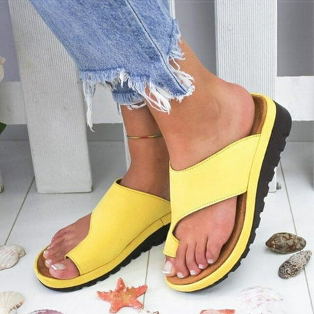 

Women Summer Sandals Comfy Platform Flat Shoes Sole Ladies Casual Soft Big Toe Foot Sandal Orthopedic Bunion Corrector Slippers