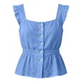 thumbnail image 4 of Womens Workout Tops Summer Ruffle Short Sleeve Tops Fitted Tops for Women Summer Sleeveless Linen Top Workout Going Out Tank Tops Crop Tank Tops for Women Plus Size Peasant Blouses, 4 of 7