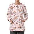 thumbnail image 3 of Binienty Cute Corgi Print Women Long Sleeve Medical Scrub Jacket Soft Wrinkle Resistant Fabric, Relaxed Fit for All Body Types, Suitable for Nurse, Dental, Veterinary Staff Daily Work Wear, 3 of 7