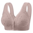 thumbnail image 2 of Qwertyu Daisy Bras for Older Women Front Closure No Wire Comfortable Convenient Buckle Bra Comfy Everyday Bra Light Gray 38, 2 of 6