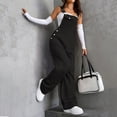 thumbnail image 3 of Women's Wide Leg Overalls Loose Casual Bib Jumpsuit Adjustable Strap Pockets, 3 of 8