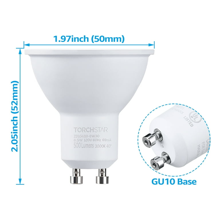 Vinaco GU10 Bulb, 6 Pack Halogen GU10 120V 50W Dimmable, MR16 GU10