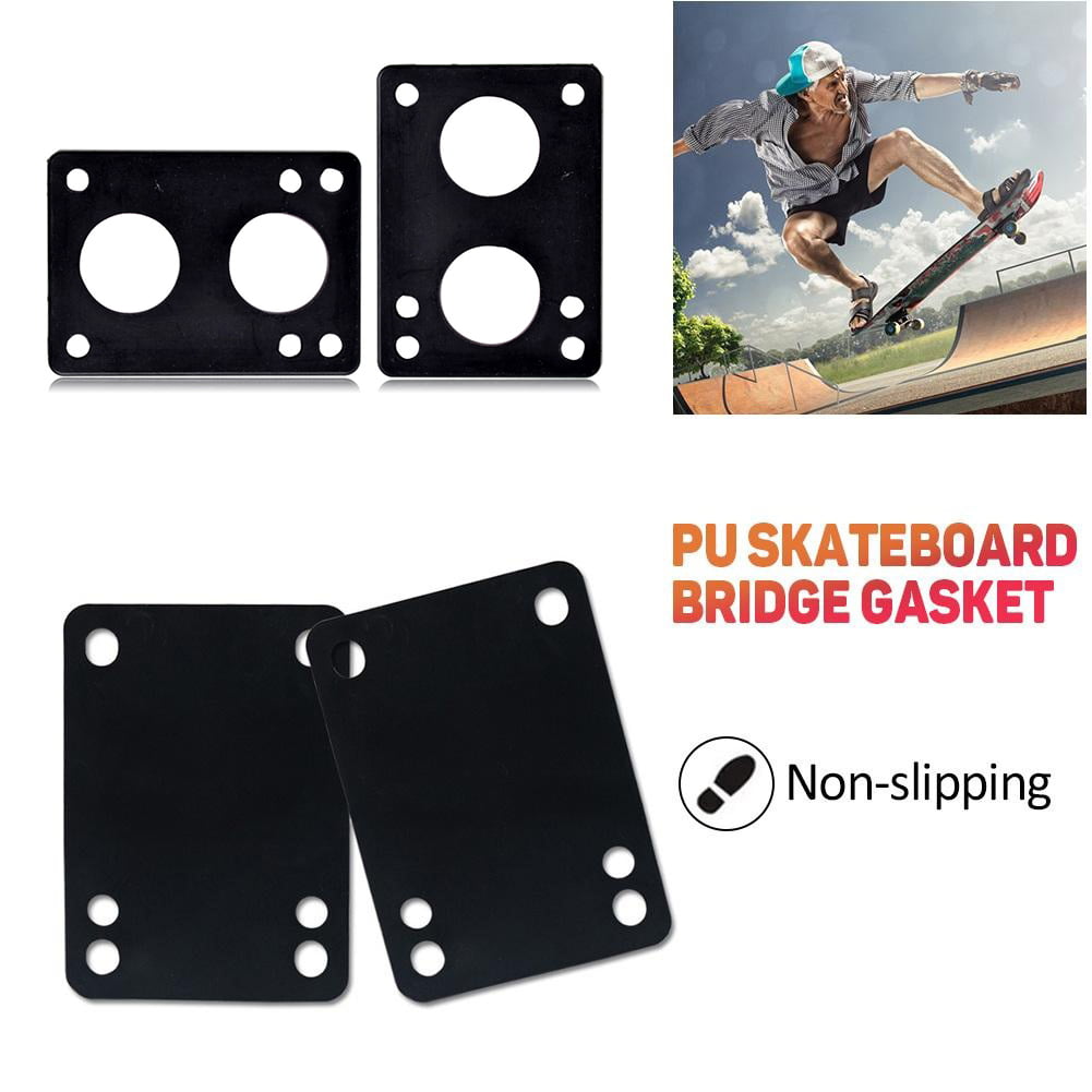2PCS Soft Skateboard Gasket Accessory PU Riser Pad Damping Longboard Six Holes 