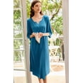 thumbnail image 4 of Ekouaer Nightgown for Women Long Nightshirt Maxi Sleepshirts V Neck Loungewear 3/4 Sleeve Sleepwear Full Length Sleep Dress, 4 of 5