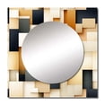 thumbnail image 2 of Designart "Taupe-Tinged Abstract Blockchain Blocks I" 0 Square Mirror For Wall Decor - Large Beige Square Mirror Printed Wall Decor - Modern Square Living Room Mirror, 2 of 5