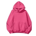 thumbnail image 3 of HCNTES Women Basic Loose Hoodie Sweatshirt Long Sleeve Kangaroo Pocket Drop Shoulder Pullovers Topï¼Hot Pink,XL), 3 of 4