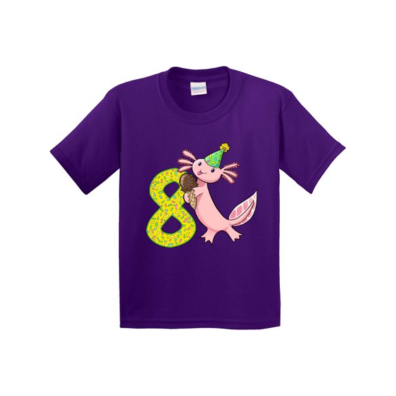 Inktastic 8th Birthday Axolotl with Ice Cream Youth T-Shirt