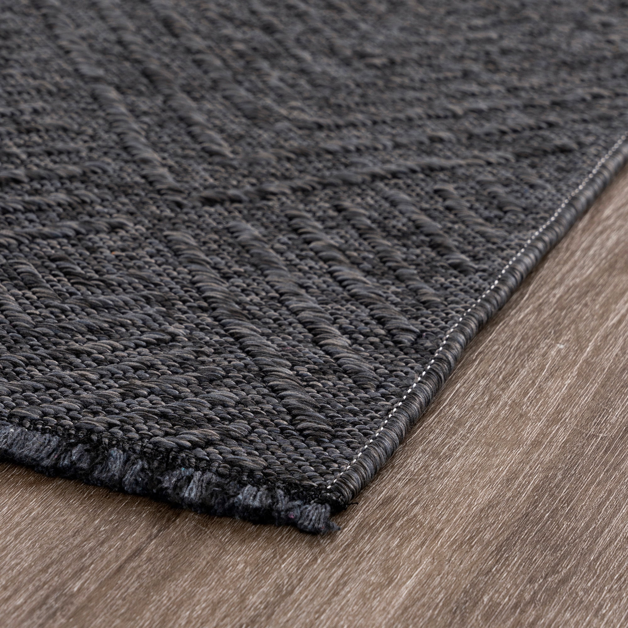 Alma Transitional 2' x 7.7' Dark Gray and Ash, Machine Washable Polyester & Cotton Indoor Area Rug