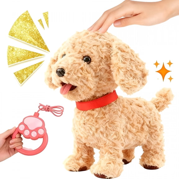 BESTSKY 2026 realistic Robot Dog Lifelike Toy Dog, Interactive Robot with Touch Sensing Voice Mimic Licking Motion Leash Remote Soft Fur for Kids Battery Powered (1PC)