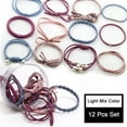 thumbnail image 2 of 12Pcs/Set Korean Womens Elastic Ponytail Holder Rope Hair Tie Ring Hairband Band, 2 of 5