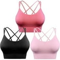 thumbnail image 1 of Uniexcosm Women Sports Bra 3 Pack Strappy Yoga Running Gym Workout Bra, 1 of 10