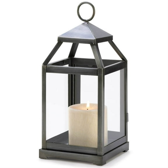 Home Decorative Brushed Silver Candle Lantern - 12 inches