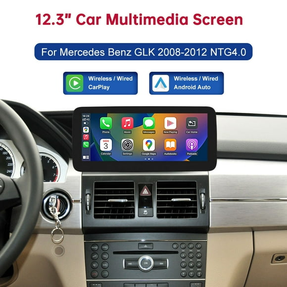 Récepteur Radio Sans Fil 12.3 Pouces pour Voiture Android Auto Multimédia Mercedes Benz GLK X204 2008-2012 NTG4.0 Siri Bluetooth
