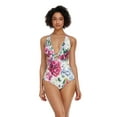 thumbnail image 3 of Regular LIORA Women’s One Piece Swimsuits Floral Print Bathing Suits for Women Deep V Neck with Front and Back Ring, 3 of 8