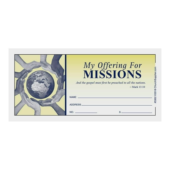 Missions Offering Envelope for Churches Pkg of 200 Ministries Pew Envelopes