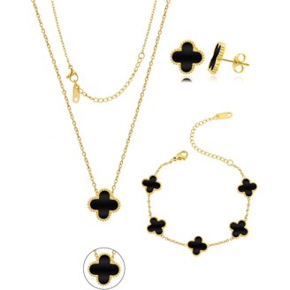 MOONWALTZ Gold Clover Charm Bracelet - Mother Of Pearl Tennis Chain, Adjustable, Lucky Gift For Women