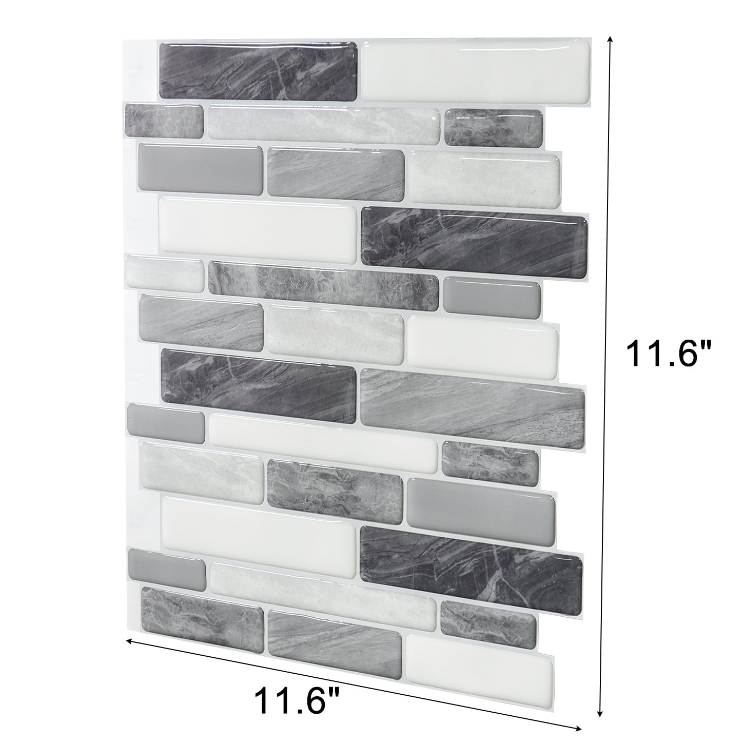 LongKing Peel and Stick Backsplash Tile Gray Marble Tile 12 in. x 12 in. (10-Pack)