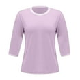 thumbnail image 4 of SNOWSONG Clearance! 3/4 Sleeve Tops for Women, Women's Knit Tops Casual Crew Neck Loose Trendy Blouses T Shirts, Womens Fall Tops, Blouses for Women Purple XL, 4 of 6