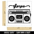 thumbnail image 2 of Retro Radio Stereo Cassette Player Boombox Self-Inking Rubber Stamp Ink Stamper - Red Ink - Small 1 Inch, 2 of 7
