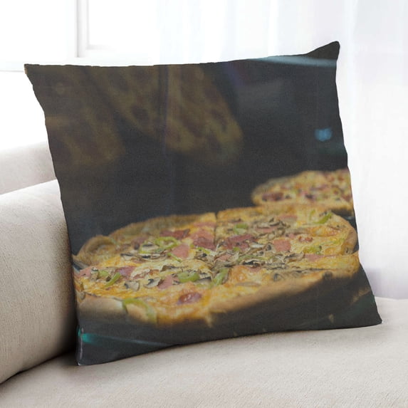 Ahgly Company Foods Pizza Indoor Throw Pillow, 18 inch by 18 inch