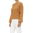 thumbnail image 3 of Yemak Women's Wide Puff Sleeve Waffle Knit Sweater Pullover Top MK3654-BRZ-M-BD, 3 of 3