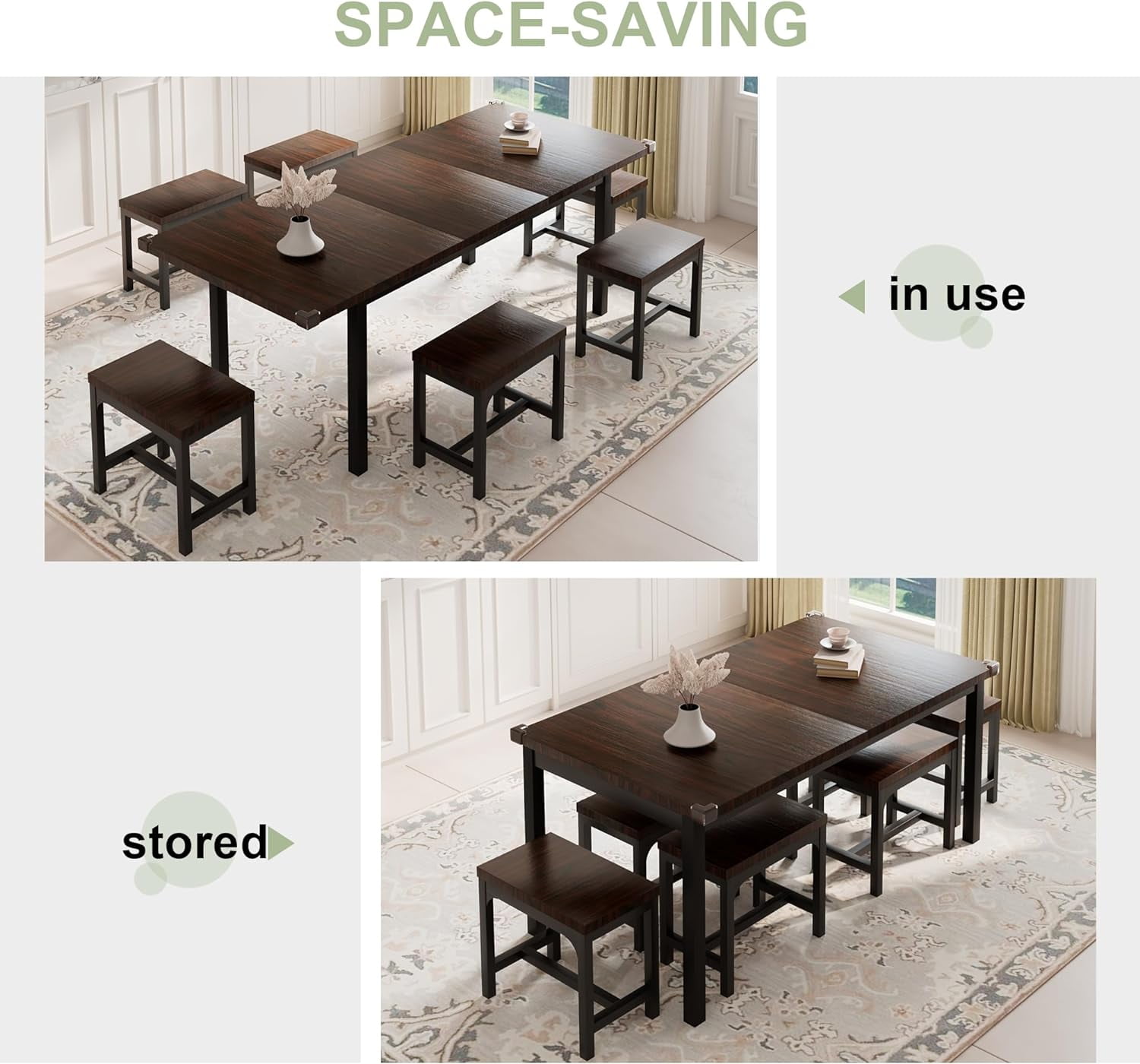 iPormis Dining Table Set, 7-Piece Extendable Table from 63