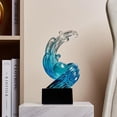 thumbnail image 3 of Modern Abstract Decorative Wave Statue, Blue Abstract Art Home Decor,Crystal Ball Art Wave Resin Sculpture, Office Desk Stand, Dining Table Center Decorative Aesthetics(B,Light-Blue), 3 of 7