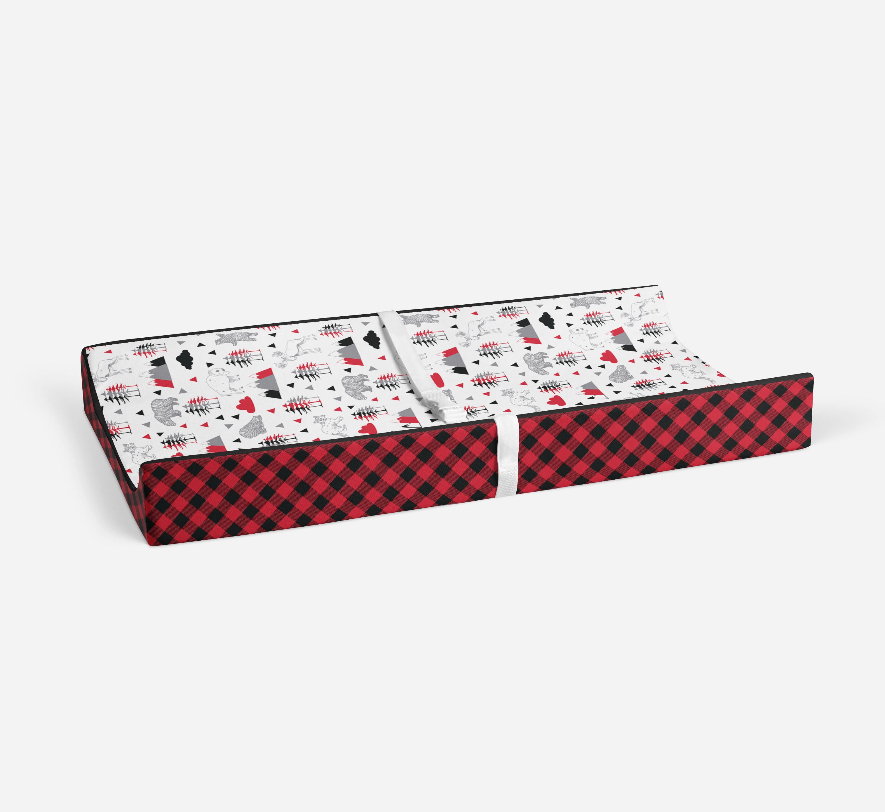 Bacati - Lumberjack Red/Black/Gray Quilted Changing Pad Cover