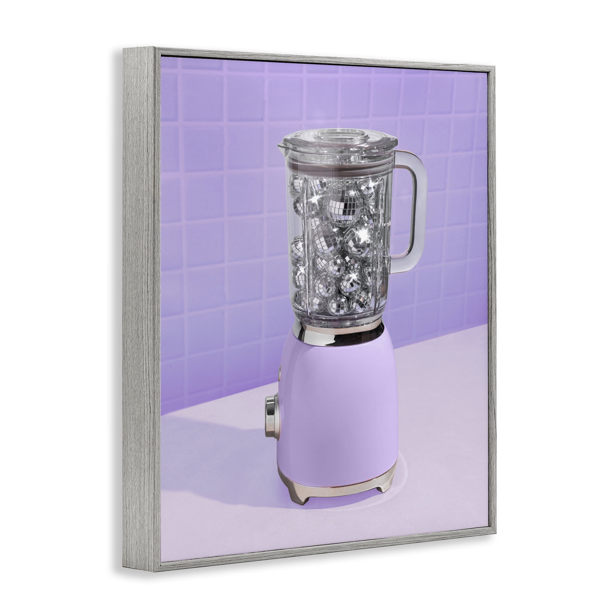 Stupell Industries Disco Drink Blender over Purple Gray Framed Giclee Art, design by LISH Creative
