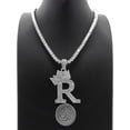 thumbnail image 3 of Iced Silver Plated Cubic Zirconia Alphabet Initial Letter R Pendant & 4mm 20" Bling Tennis Brass Chain Luxury Necklace, 3 of 4