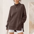 thumbnail image 3 of Basysin Sweatshirts For Women Side Slit Oversized Pullover Tops with Pocket | Long Sleeve Casual Sweatshirts Atheltic Workout Sweater Tops Fall Fashion, 3 of 5