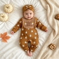 thumbnail image 6 of WUANDIXFA Newborn Girl Outfits Soft Cute, Baby Girl Thanksgiving Turkey Print Long Sleeve Romper Bow Headband,Coffee,Newborn, 6 of 7
