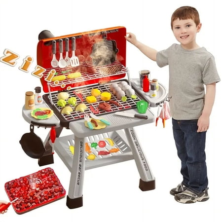 Auto Beyond BBQ toy set Children s kitchen toys with smoke sound and light simulation camping cooking toys suitable for boys and girls from 2 to 6 years old