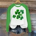 thumbnail image 4 of Women's St Patricks Day Plus Size Sweatshirt Long Sleeve Festival Print Color Block Crewneck Loose Casual Tops (5XL, Green), 4 of 5