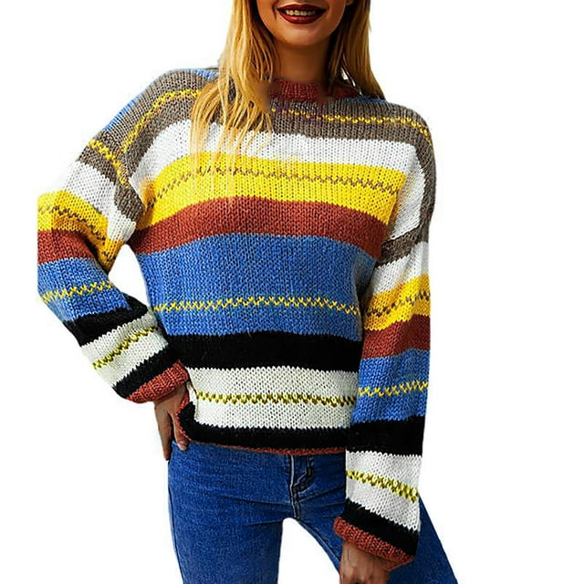 Fridja Tops à Épissure de Couleur Contrastée Automne et Hiver pour Femmes