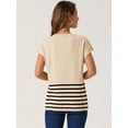 thumbnail image 5 of DARING DIVA Sleeveless Round Neck Striped Sweater Vest Cap Sleeve L Apricot, 5 of 7