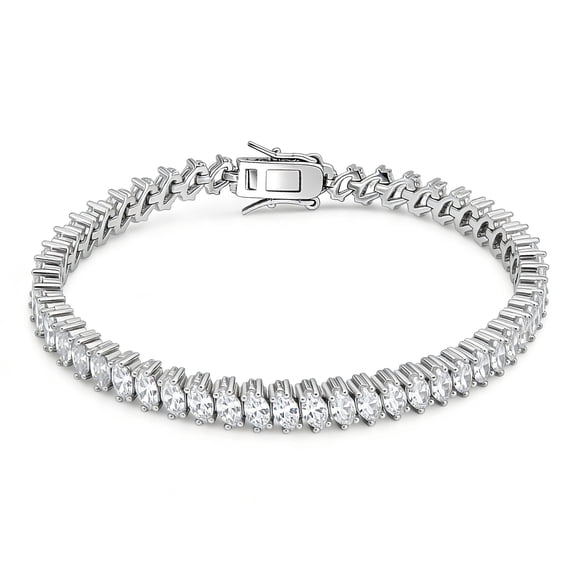 FALLEAVE 14K Gold Plated Marquise Cut D Color VVS1 Moissanite Tennis Bracelet for Women, Sparkly Jewelry Gift for Wife and Girlfriend