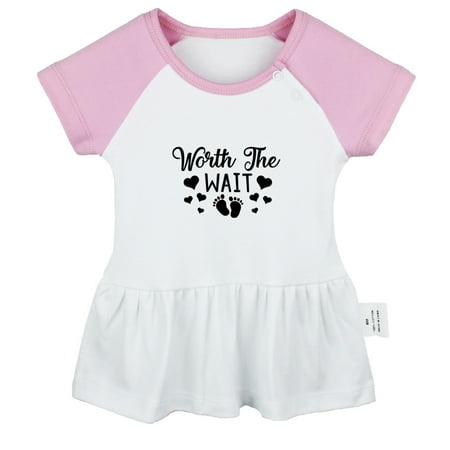 

Worth The Wait Funny Dresses For Baby Newborn Babies Skirts Infant Princess Dress 0-24M Kids Graphic Clothes (Pink Raglan Dresses 6-12 Months)